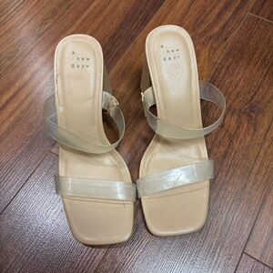 A New Day Clear Strap Block Heels – Nude – Size 7.5